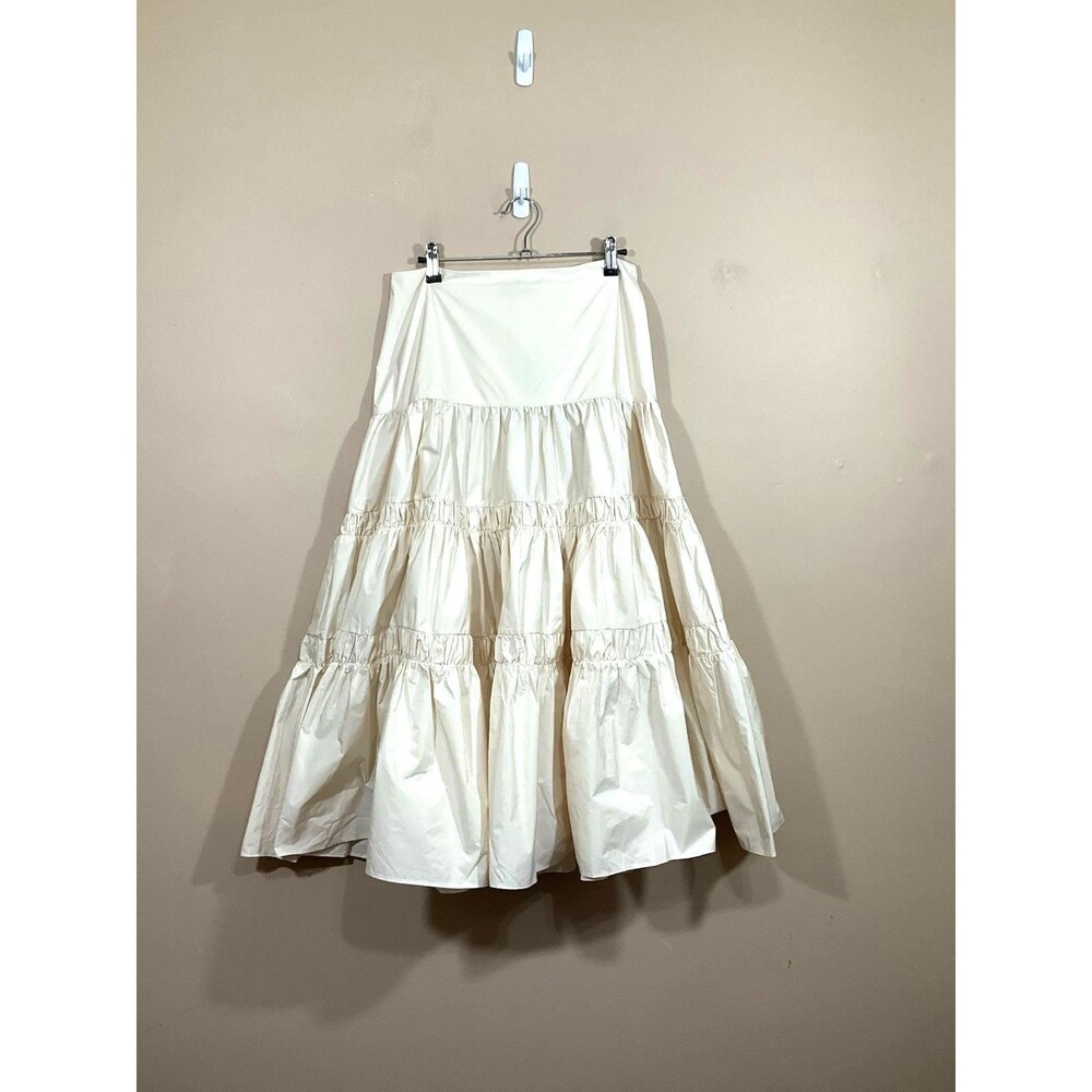 Lulus Darling Flourish Tiered High Rise Midi Skirt M Cream Western Prairie NWT